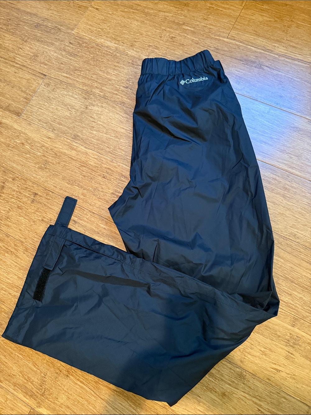 Women Black Nylon Rain Pants - Lightweight Water-Resistant